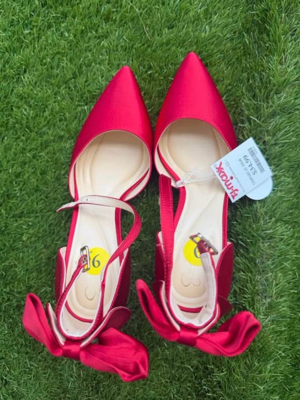 Jessica Simpson Red Pointed-Toe Bow D'Orsay Flats